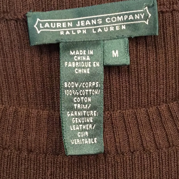 Ralph Lauren Brown Sweater w/ Leather Shoulders - Picture 7 of 7